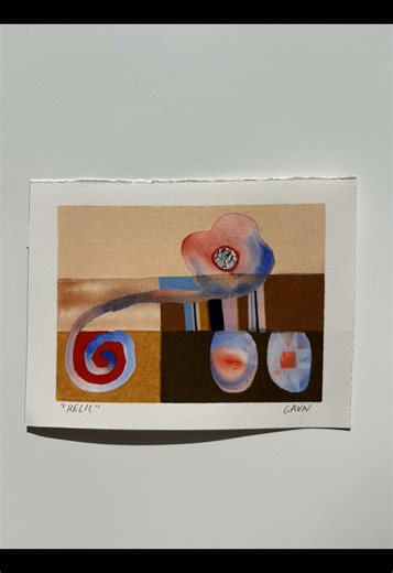 “Relic” collage process #mixedmediaart #watercolor #quilts #artprocess #colorpencil