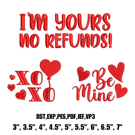 Valentine Embroidery Design Set | Love Quotes & Hearts Machine Embroidery | Romantic Text Embroidery Files | Digital Download - Etsy