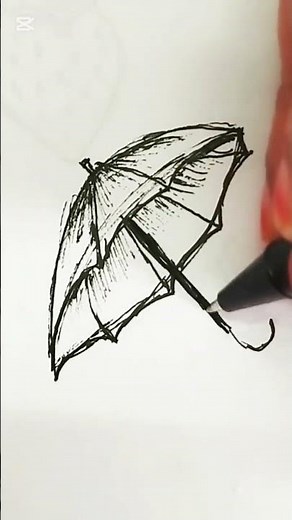 Beginner Umbrella Drawing easy tutorial ☂️ #art #drawing #sketch #trending #easydrawing #shorts