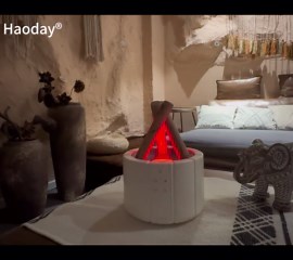 Simulated Campfire Diffuser, 250ml Essential Oil Diffuser with Remote Control, 7Colors Night Light Ultrasonic Aroma Diffuser & Cool Mist Humidifier,Timer (1/3/6H), Auto-Off Protection, Type-c Cable