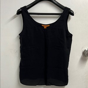 100% Silk Black Tank Top with Scoop Neckline