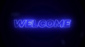 Welcome Neon Sign Animation With Halftone Background