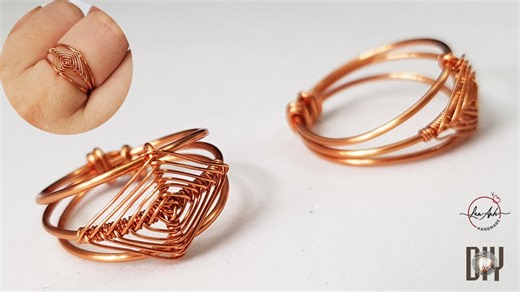 Ring inspired God's eye craft - How to make handmade jewelry from copper wire 493