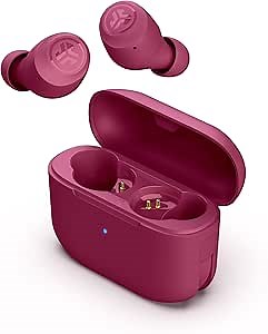 JLab Go Air Pop+ True Wireless Earbuds, in Ear Headphones, Bluetooth Earphones, 35H Playtime Ear Buds, Bluetooth Earbuds with Microphone, USB-C Charging Case, Dual Connect, EQ3 Sound, Dark Pink
