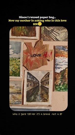 Drawing on brown paper.#hm#diy#reuse #recycling #artprocess