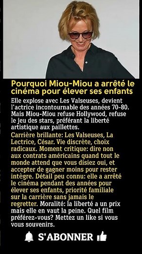 Miou-Miou: actrice culte... qui a refusé Hollywood pour rester libre