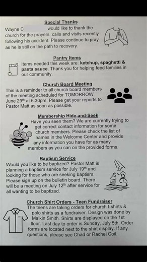 Bulletin for Sunday, June 28, 2026