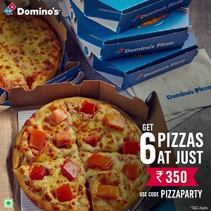3.7K reactions · 179 shares | It's time for you to celebrate with #DominosExclusive Offers! Use code PIZZAPARTY and get 6 Pizzas at just Rs.350/- Step 1: Login the Dominos app Step 2: Choose the option for delivery (No takeaway) Step 3: Add 1 Margherita Pizza (Regular Size) Step 4: Go to the pizza Mania Section and Add 2 onion pizza and 3 tomato Pizza step 5: Apply Coupon code PIZZAPARTY and get 6 pizzas in 350 Order now!! | Domino's Pizza India | Facebook