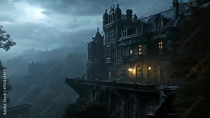 Every night, a somber figure can be seen standing on the balcony of the manor, looking out into the empty landscape. Some say its the ghost of the last owner, forever ped Fantasy animatio