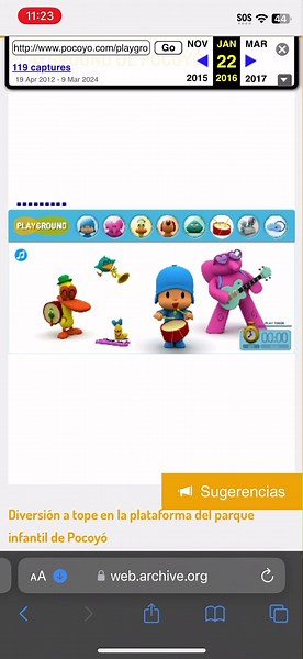 Pocoyo playground on the WayBack machine