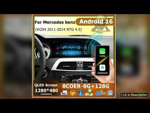 Android 16 QLED Touch Screen Carplay Radio For Mercedes W204 20112014 GPS Navi Head Unit Player WIF