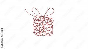 A gift for your happy birthday. Animated scrawl of box with bow