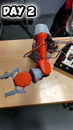 robotics4U 🇹🇳 on Instagram: "Day 2 Highlights — Wiring, Coding & Simulation ⚡🤖 Bringing the arm to life with real code and real motion. From circuits to digital twin — everything connects today. 🚀 #robotics #robotarm #engineering #arduino #esp32 #3dprinting #innovation #physicalintelligence #tunisia #roboticsworkshop #makers #STEM #diaindustries #fablab #robotdesign #tech"