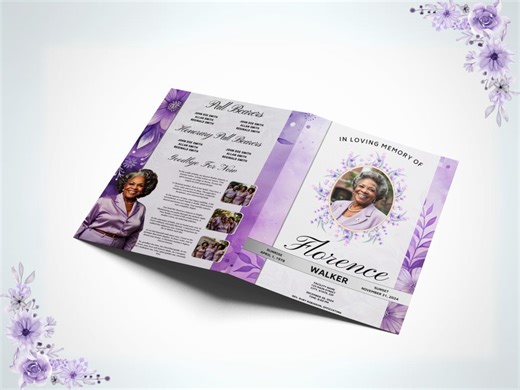 Purple Obituary Program Template , Purple Funeral Program , Editable Purple Obituary Template for Celebration of Life , Printable Funeral - Etsy New Zealand