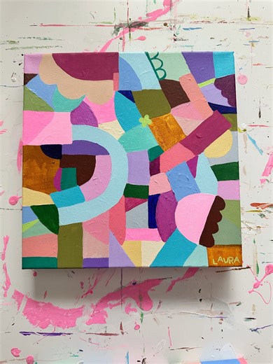 LAURA | Art : pink preferred | “Ladder to Goodness” 10” x 10” Acrylic on Gallery Wrapped Canvas. 2026 (from Interrupted Series) Interrupted Series Thoughts: The... | Instagram