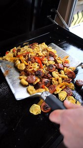 Busy day? Make this easy sausage, peppers, onions and tortellini recipe. #grillinwithdad #easydinner #recipe #foodie | Grilling with dad