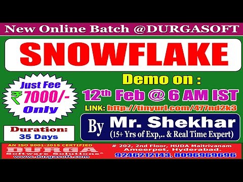SNOWFLAKE Online Training @ DURGASOFT