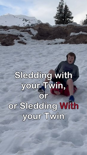 This is how you go sledding With your twin, instead of just sledding with your twin. One of the perks of having a twin I guess. Fun in the not sun. #sledding #twins #largefamily #10kids #notsummerfun | 10kidsin10years