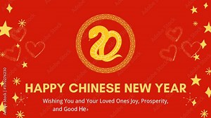 Happy Chinese New Year wishes motion footage. Happy Chinese New Year 2025, year of snake, video animation 4K.