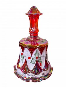 Signed by Bill Fenton Red Carnival Glass Hand Painted Collectors Christmas Bell - Etsy Australia