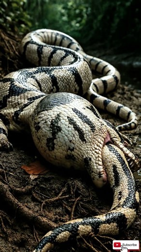 Giant Python Swallows Prey Whole #shortvideo #animals #snake #wildlife #shorts #animalfight