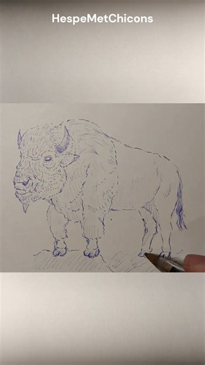 Powerful buffalo drawing #art #drawing #sketch #animals #buffalo #bison #shorts