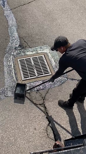 Mastic One around a drain box #crafco #mastic #mastic_one #asmr #amsr #satisfying #satisfyingvideo #oddlysatisfying #oddlysatisfyingvideo #asphalttok #crafco #crafconation