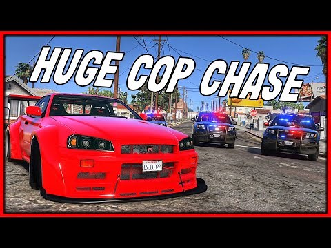 GTA 5 Roleplay - 3 Cops Chase Me in 'MONSTER' Nissan Skyline GTR R34 | RedlineRP #933