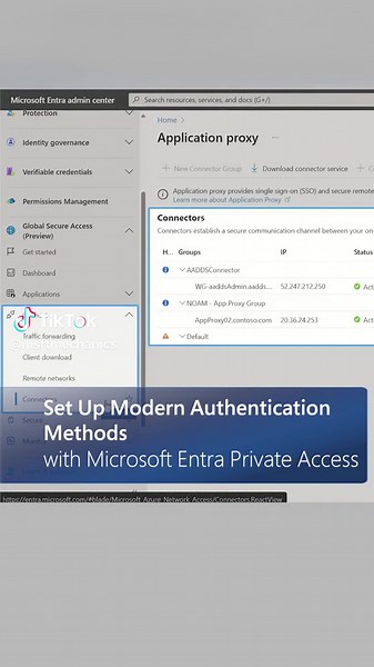 Enable modern authentication methods, such as multifactor authentication (MFA), to secure access to all private applications and resources for remote and on-premises users. Set up Microsoft Entra Private Access. #SSEPrivateAccess #ZeroTrust #ConditionalAccess #Cybersecurity #MicrosoftEntra #microsoft #techtok #fyp #foryou