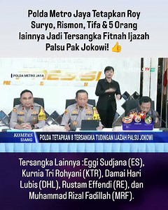 Polda Metro Jaya Tetapkan Roy Suryo, Rismon, Tifa & 5 Orang lainnya Jadi Tersangka Fitnah Ijazah Palsu Pak Jokowi!.Tersangka Lainnya :Eggi Sudjana (ES), Kurnia Tri Rohyani (KTR), Damai Hari Lubis (DHL), Rustam Effendi (RE), dan Muhammad Rizal Fadillah (MRF). #ijazahjokowi #jokowiselaludihati❤🇮🇩🇮🇩🇮🇩 #roysuryo #rismonsianipar #sorotan #fypppppppppppppppppppppppppppppppppppppppppppppppppppppppppppppppppppppp | Tom JI Pro