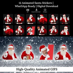 12 Animated Santa Claus Whatsapp Stickers – High-quality Christmas Santa Expressions – Funny, Cute & Festive Animated Sticker Pack for What - Etsy