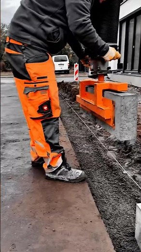 Concrete curb clamp work tool for precise road edge installation #worktool