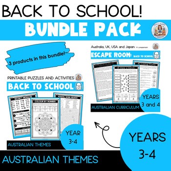 Australian Back to School Bundle: Literacy & Math Fun for Grades 3-4