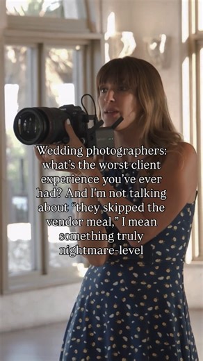 VANESSA JOY | PHOTOGRAPHER + BUSINESS COACH on Instagram: "😬 Okay, I need to hear your horror stories. Wedding photographers: What’s the absolute WORST client experience you’ve ever had? And I’m not talking about the small stuff like “they skipped the vendor meal” or “Aunt Karen photobombed every shot.” 😅 I mean the true nightmare stories, the kind that made you question your career, your sanity, or both. Drop them below 👇 Let’s see who’s survived the wildest wedding day 