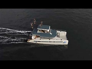 100% Solar Powered electric catamaran. Luxury BlueSea Yachting. Unlimited Cruising Range