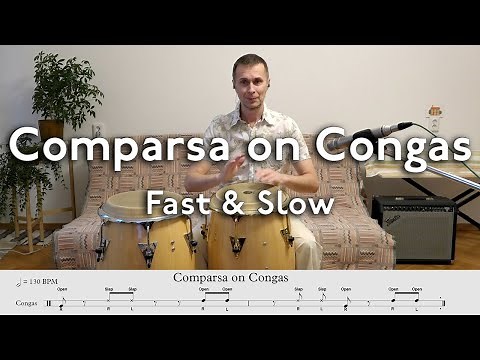 Conga Comparsa Rhythm Played on Congas Fast and Slow Tempo
