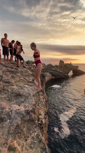 Day 1 of Cliff Jumping into the Ocean at Sunset! #cliffdiving
