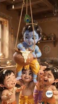 Little Krishna Lila 🦚❤️ | Cute Krishna Animation | Krishna Bhakti Shorts | SBP DIGITAL
