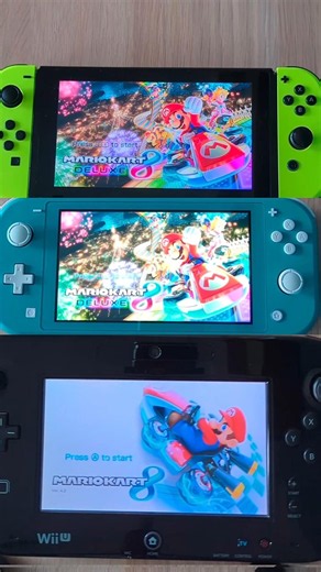 Mariokart 8- Nintendo Switch vs Switch Lite vs Wii U Speed Comparison
