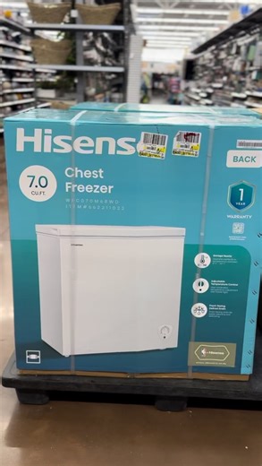 ❄️ Keep your food fresh with this Hisense Chest Freezer at Walmart! 7 cubic feet of storage and adjustable temperature control and is garage ready. Link in bio ($198) #walmart #freezer #organizedhome | Walmart Gems