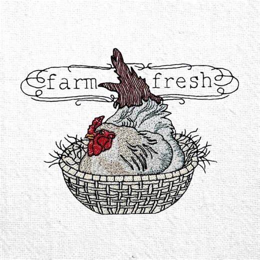 Farm Fresh Chicken Embroidery Design Barnyard Hen Embroidery Country Farmhouse Embroidery Poultry Chicken Embroidery Barnyard Chicken File - Etsy