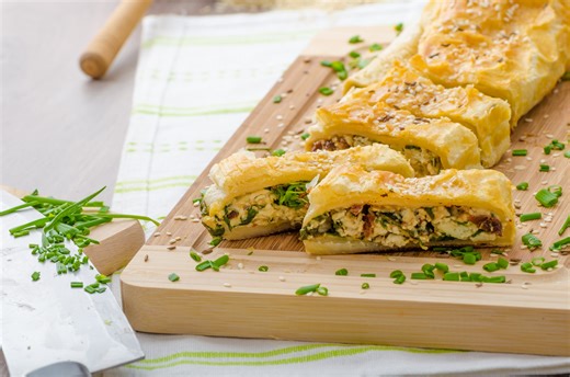 Savory Puff Pastry Strudel with Spinach and Blue Cheese