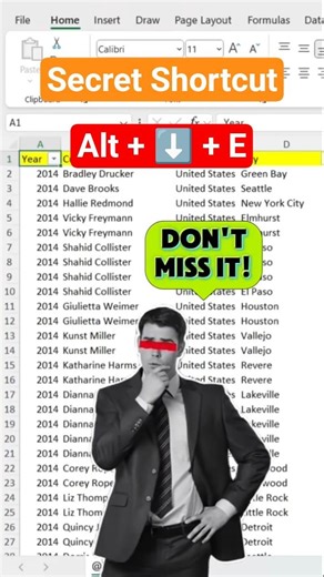 Secret Excel Shortcut! 90% people don't know this! #excel #dataextractor #exceltricks