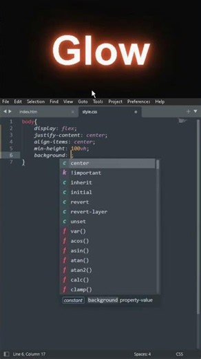 CSS Glowing Text Effect | HTML CSS Tutorial #shorts