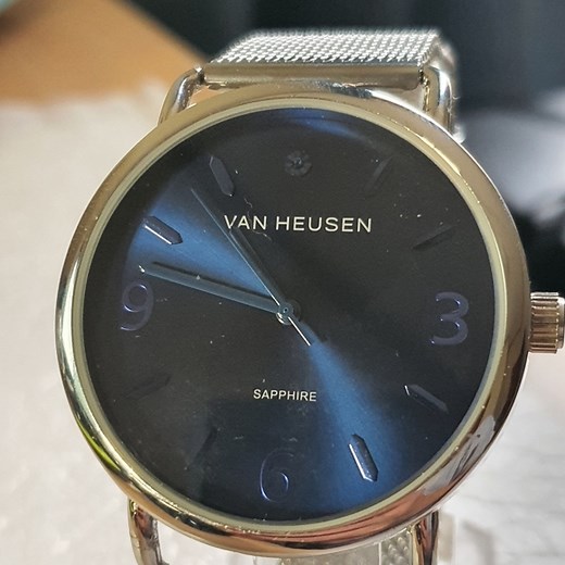 Van Heusen Silver/Blue Sapphire Diamond Men's Watch