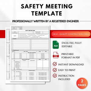 Safety Meeting Template, Safety Minutes of Meeting, Construction Minutes of Meeting, Safety Discussion Form, Construction Safety Toolbox - Etsy