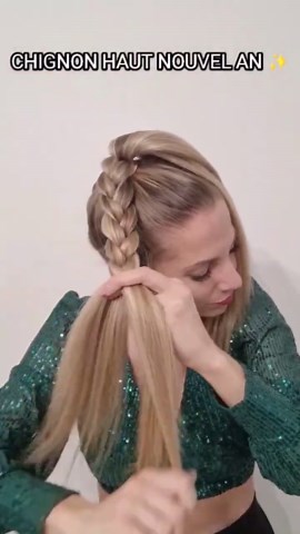 Elegant High Bun Hairstyle for New Year’s Eve | Braided Chignon Tutorial