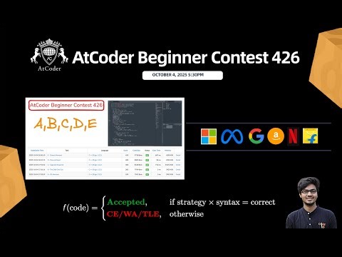AtCoder Beginner Contest 426 || A, B, C, D, E Complete Solutions Explanation in C++ || Sublime Text