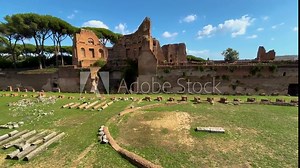 sprawling roman brick ruins hippodrome domitian also known palatine stadium stand hill massive substructures rome italy of emperor