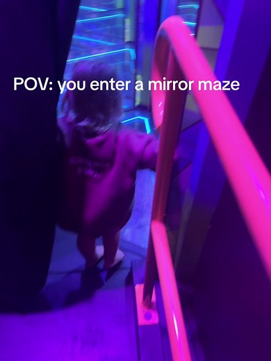 Exploring a Colorful Mirror Maze with a Toddler